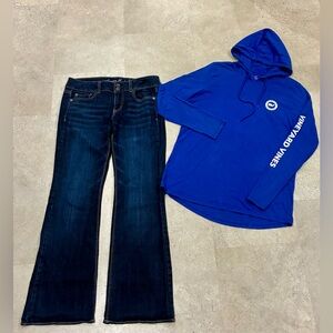 Womens AMERICAN EAGLE/VINEYARD VINES “Artist” Jeans & Hoodie Shirt, sz 8